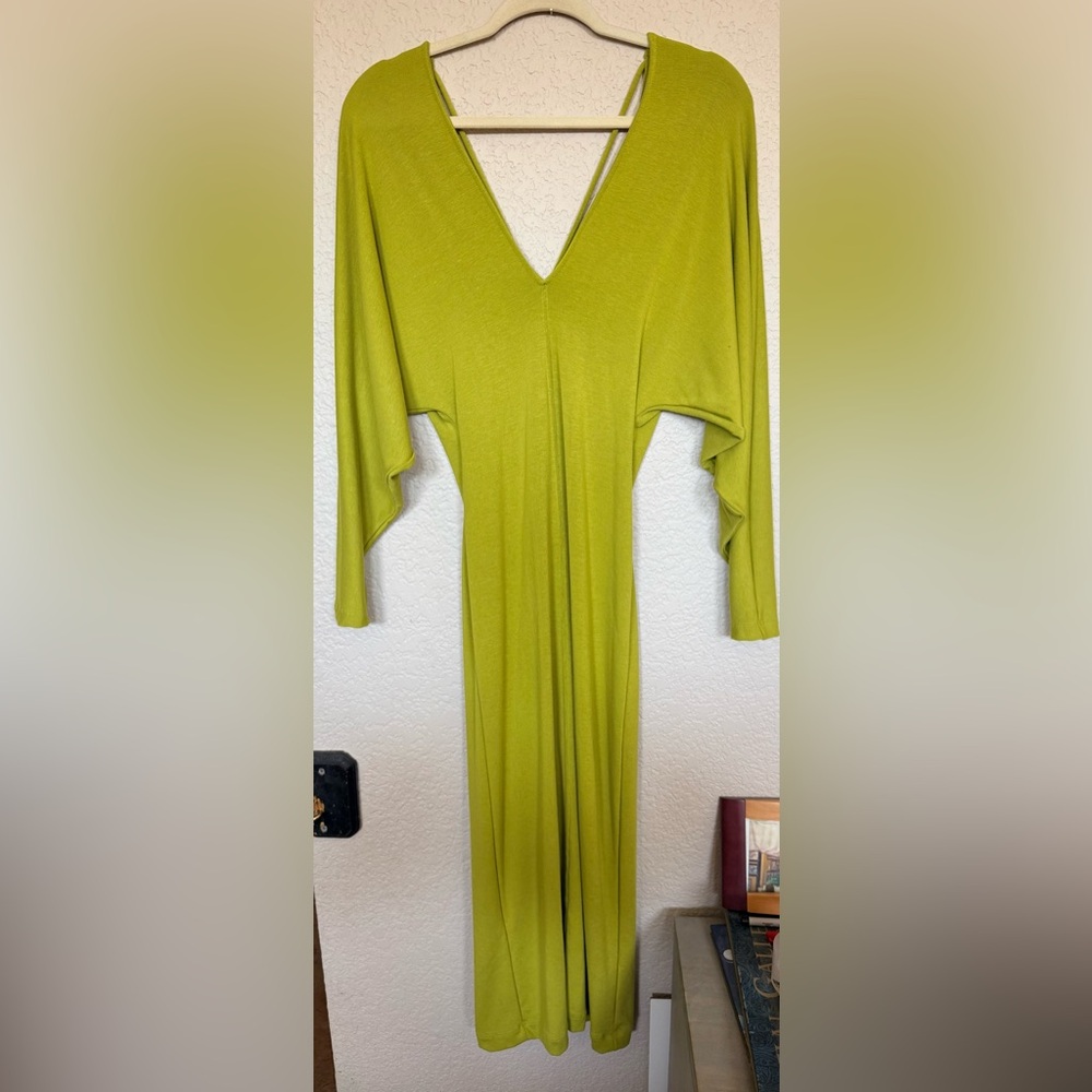 FREE PEOPLE BEACH PAROS MIDI DRESS, GILDED LIME, XSMALL - Picture 4 of 9